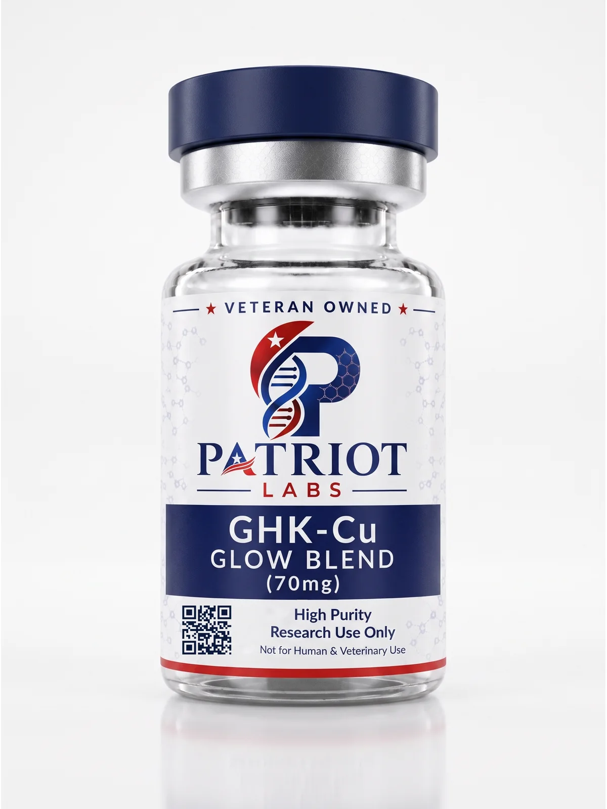 GHK-Cu Glow Blend 70mg research peptide vial